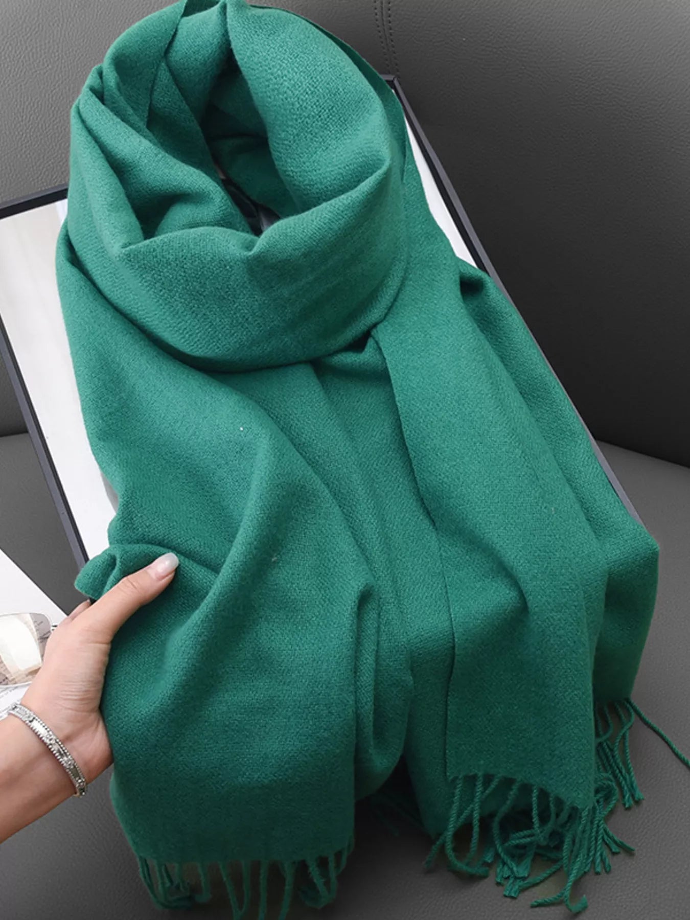 Solid Color Fringe Scarf