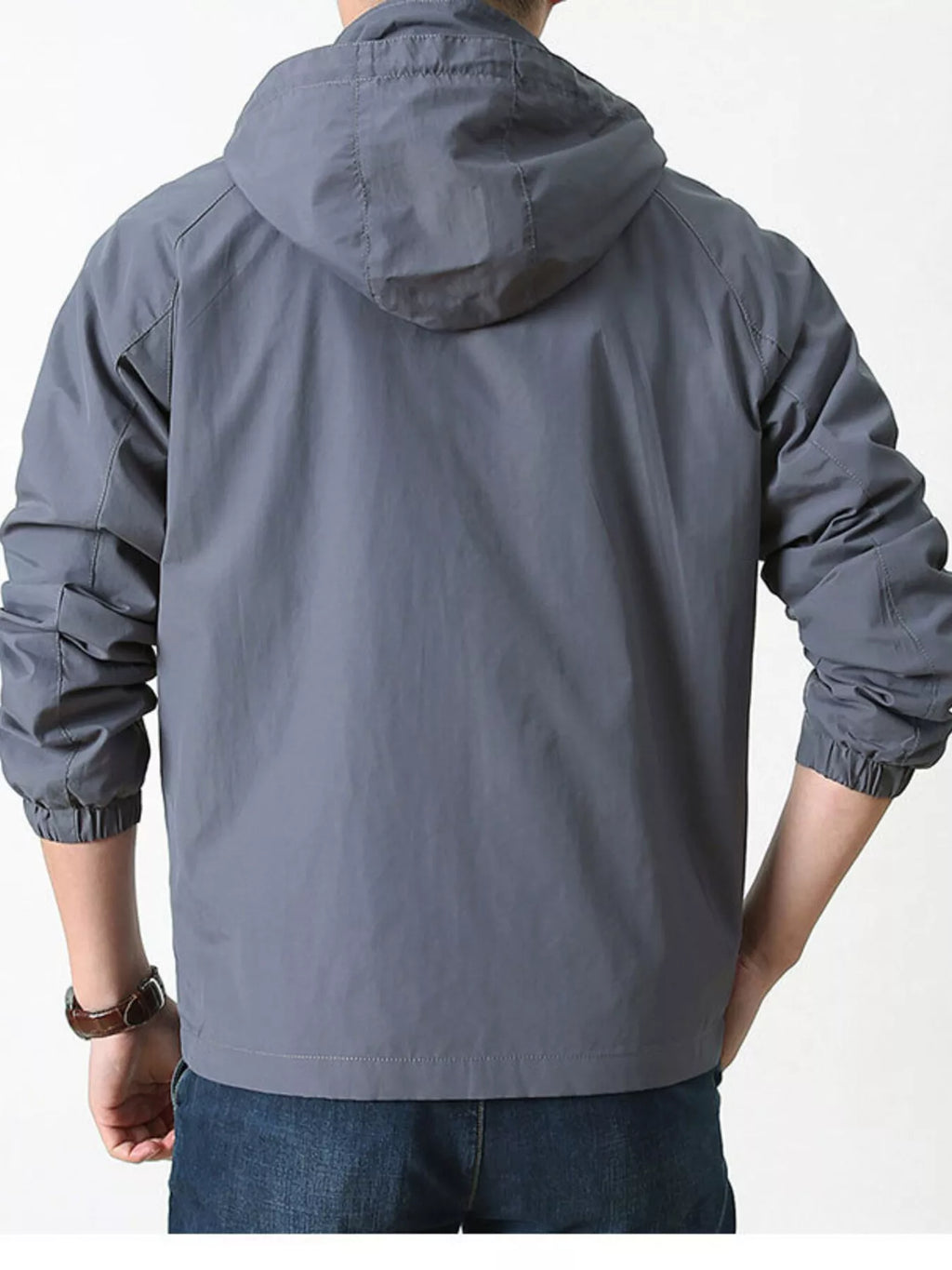 Men's Plus Size Lightweight Hooded Windbreaker Jacket