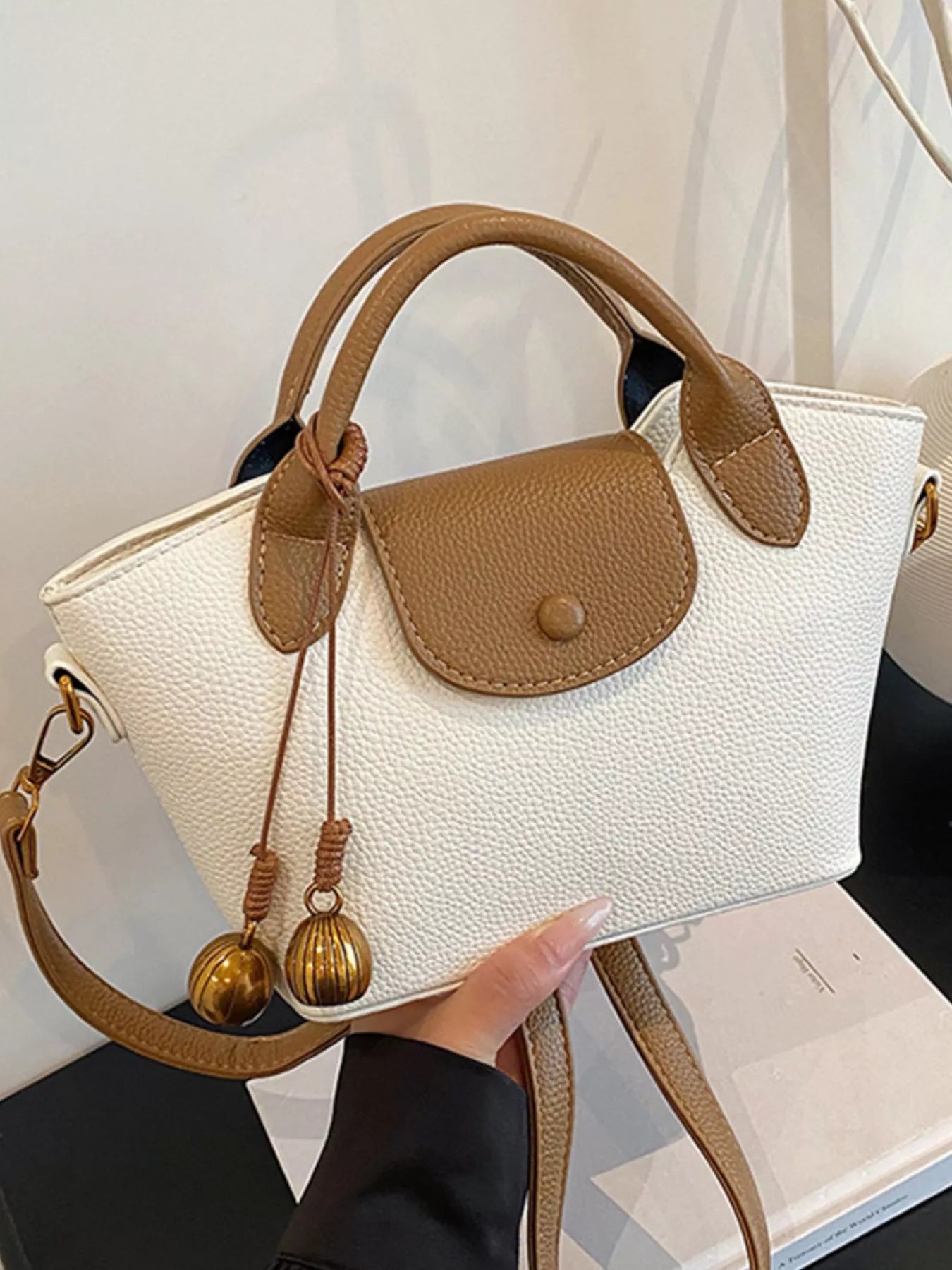 Top Handle Leather Crossbody Bag