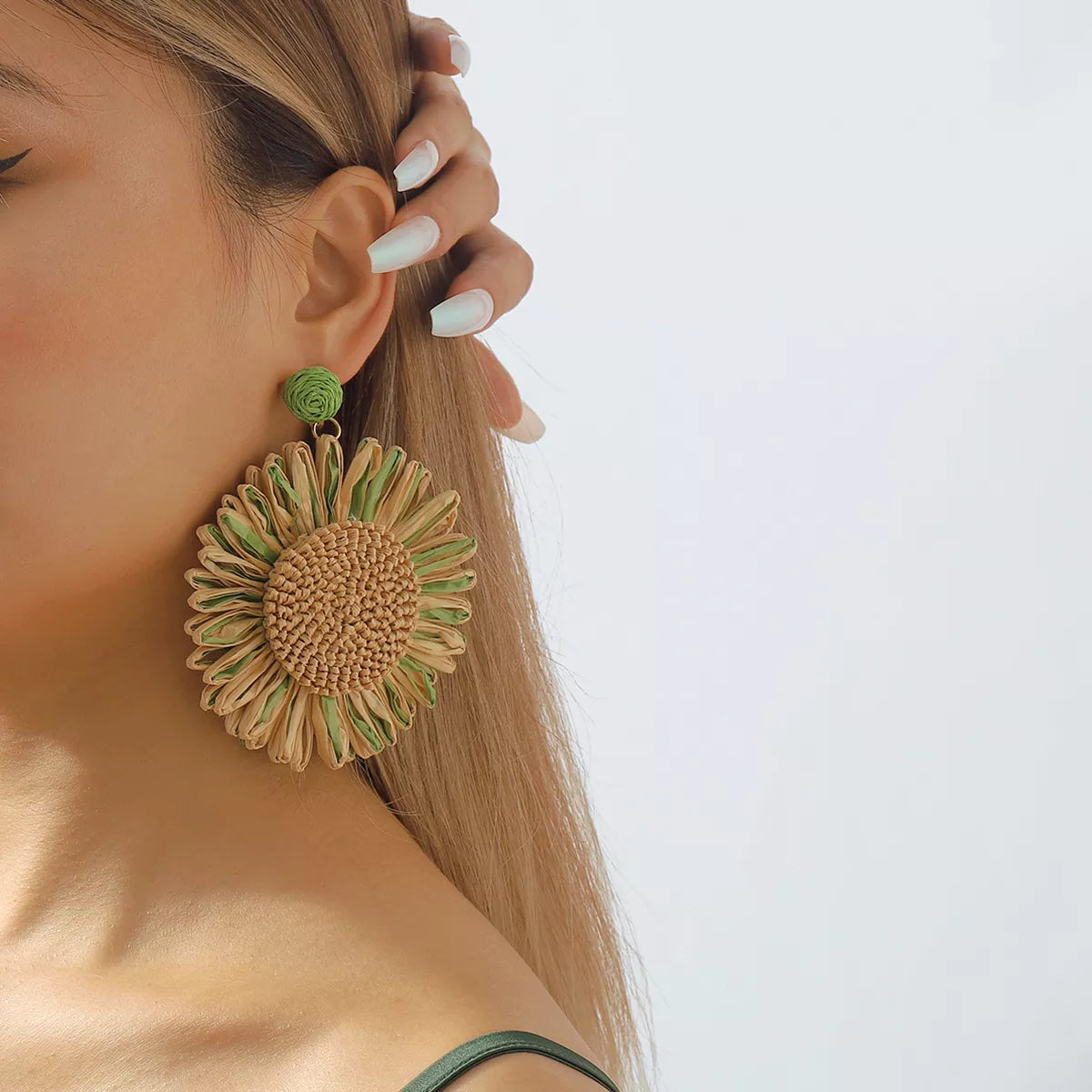 Sunflower Rattan Dangle Earrings