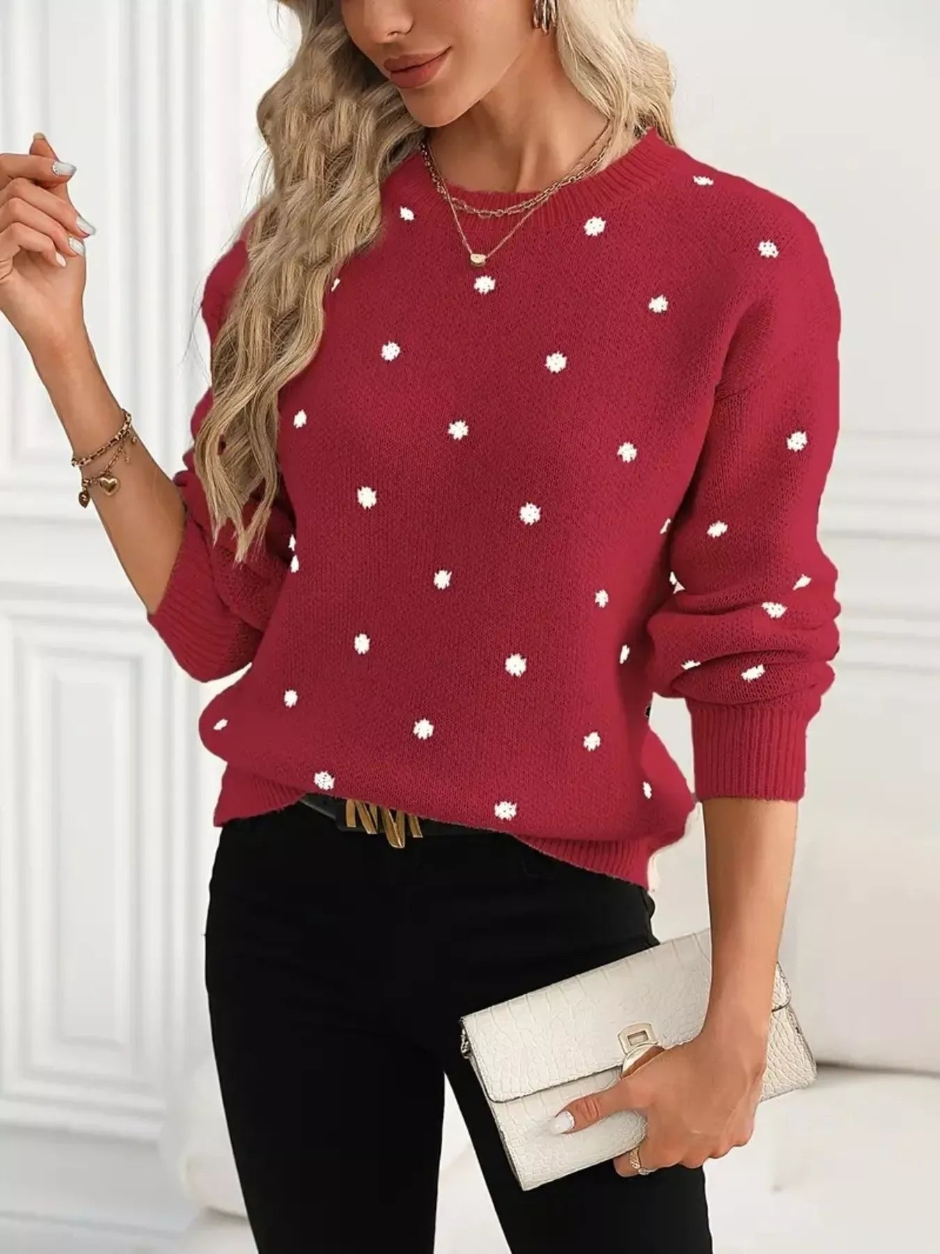 Polka Dot Long Sleeve Sweater