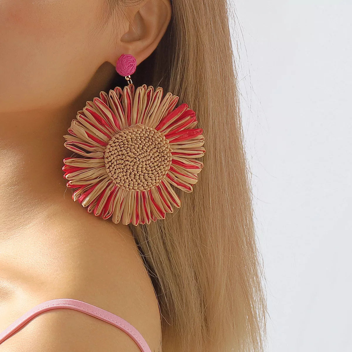 Sunflower Rattan Dangle Earrings