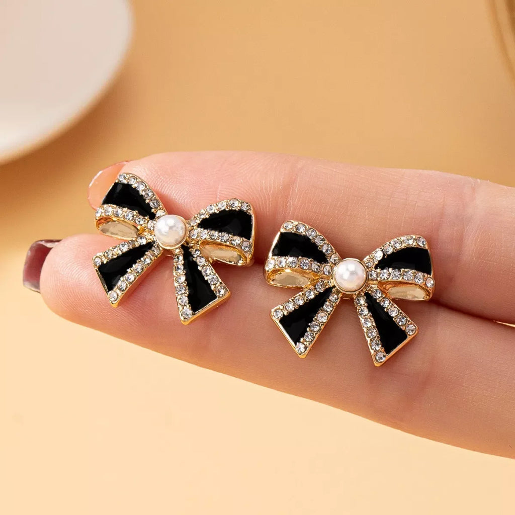 Bowknot Pearl Stud Earrings