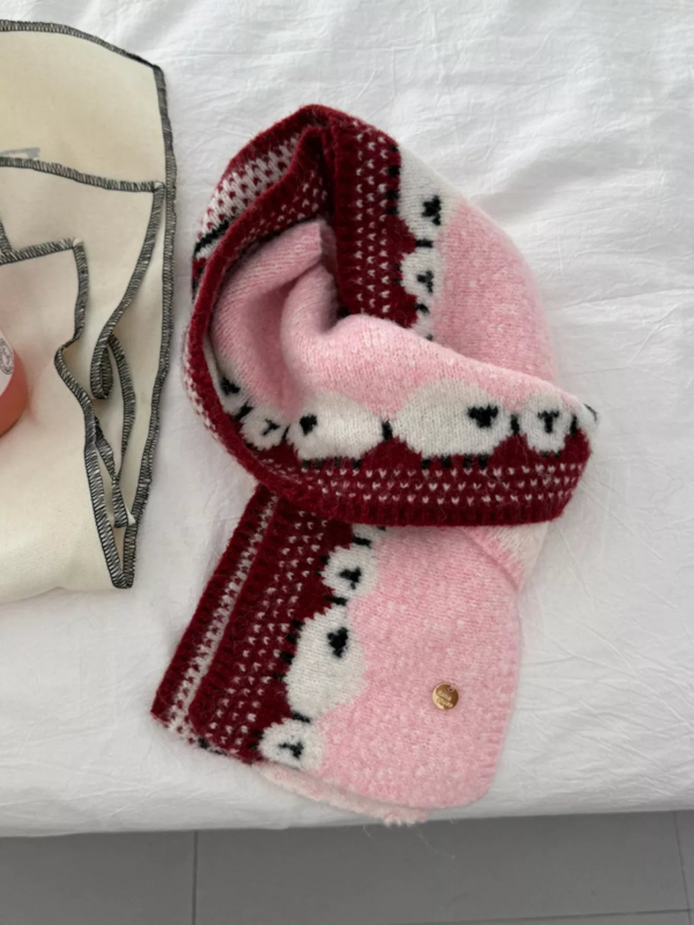 Sheep Pattern Knitted Scarf