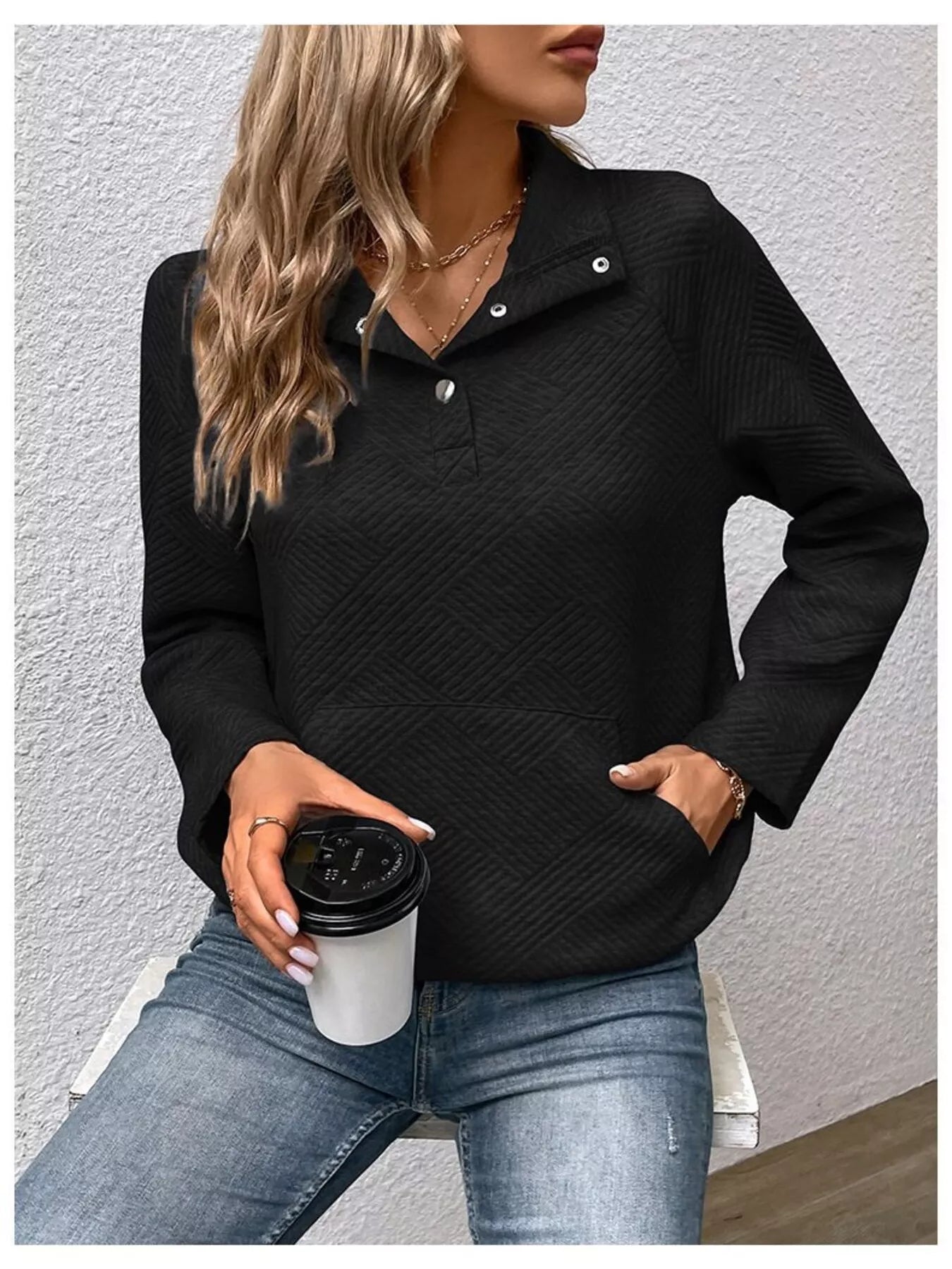 Textured Quarter Snap Sweatshirt