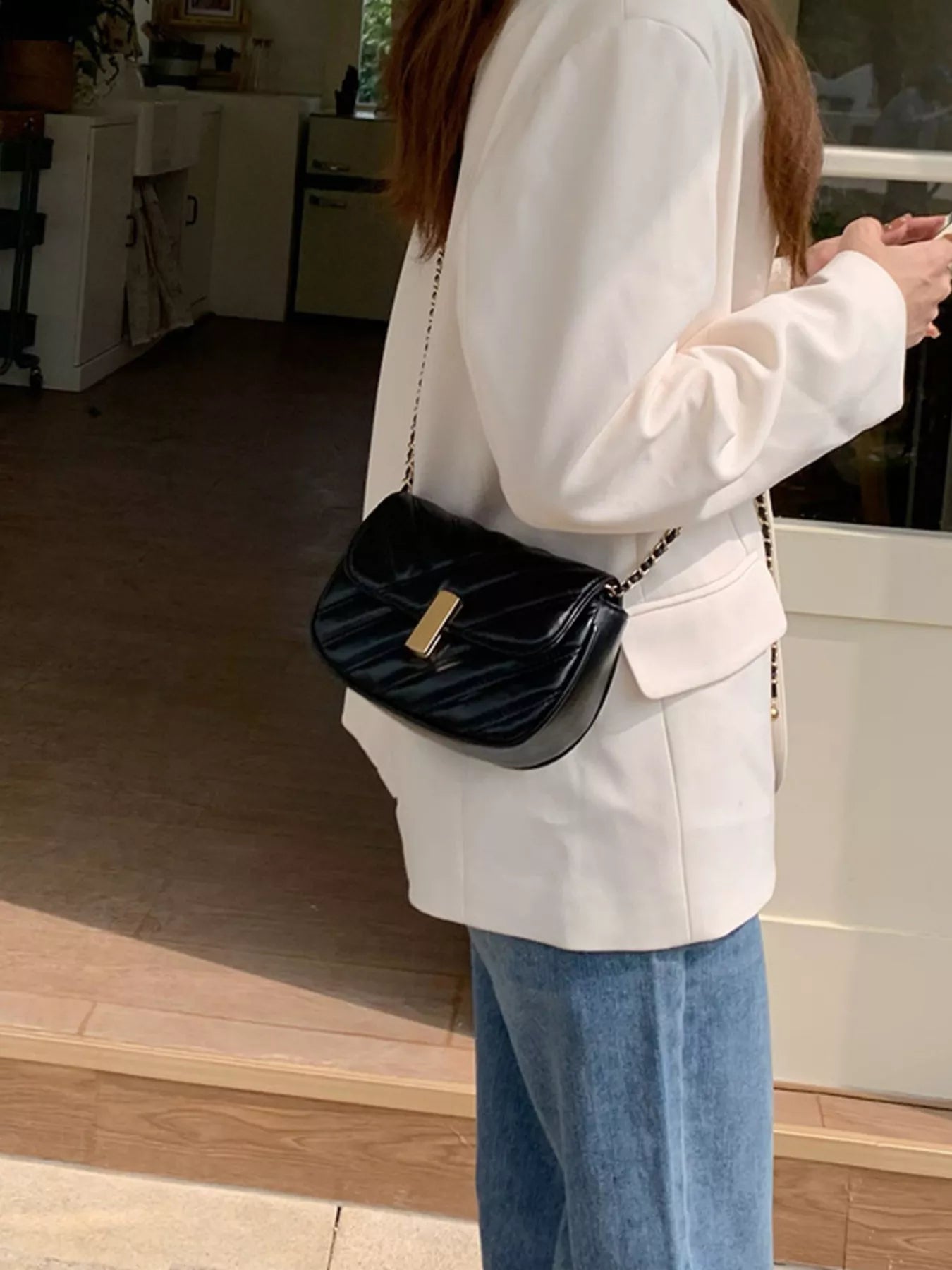 Quilted Flap Chain Crossbody Bag