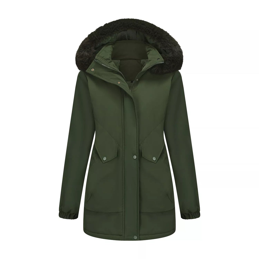 Full Size Fur Hooded Warm Winter Parka Outerwear Plus Size