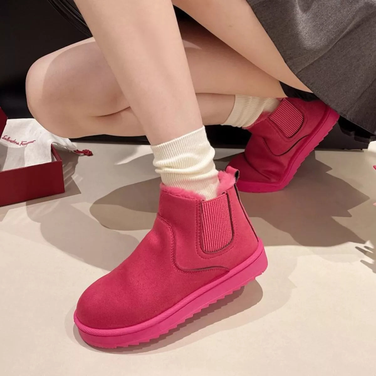 Round Toe Platform Boots