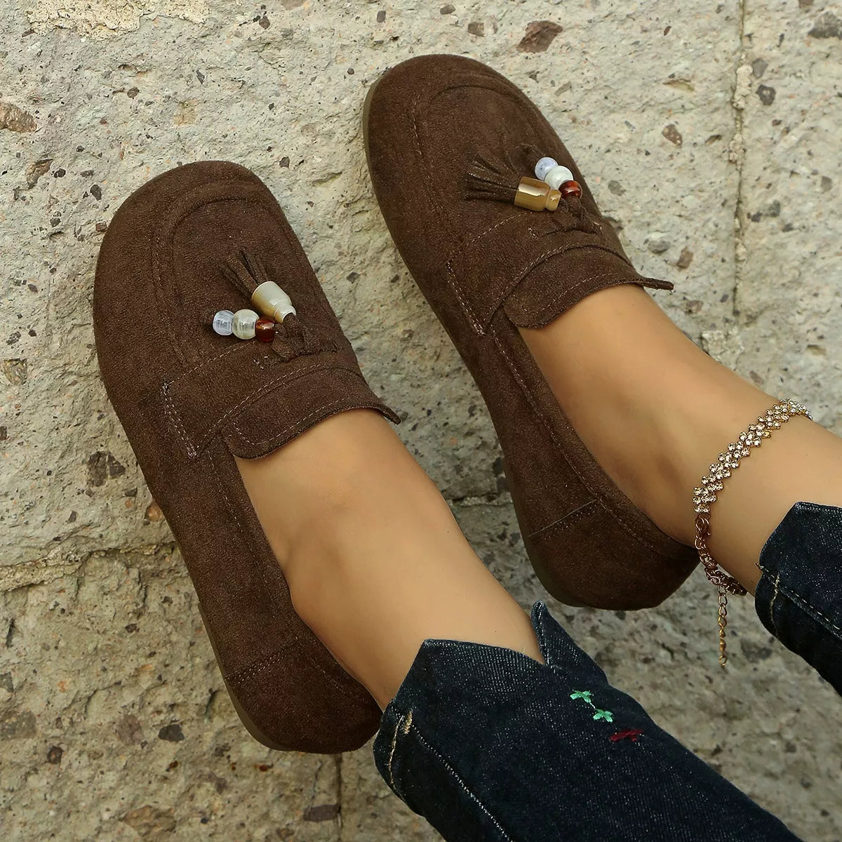 Tassel Round Toe Slip-Ons
