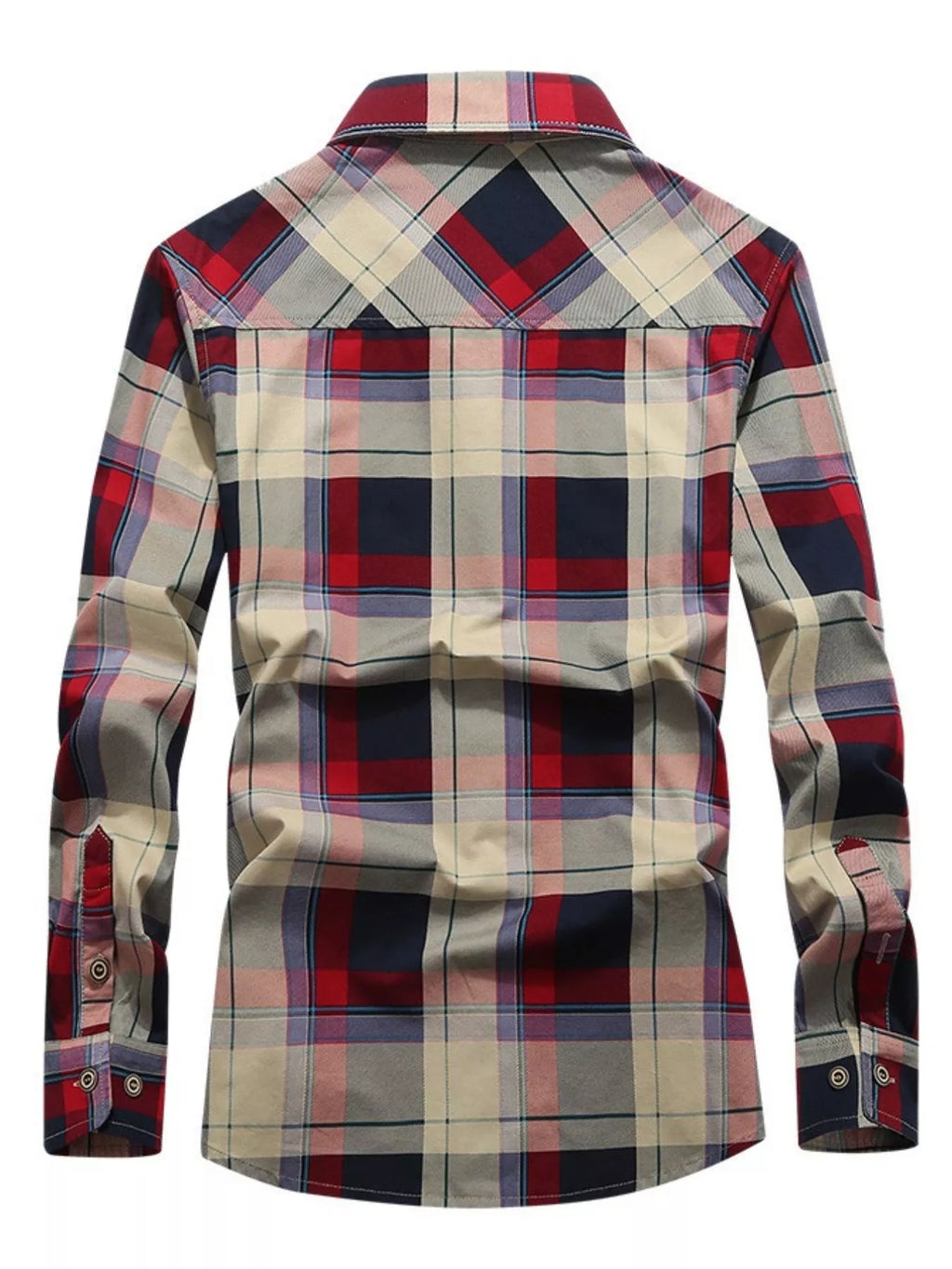 Men's Full Size Casual Plaid Long Sleeve Shirt Plus Size