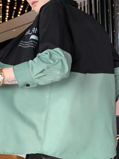Children's Plus Size Two-Tone Casual Button-Down Shirt