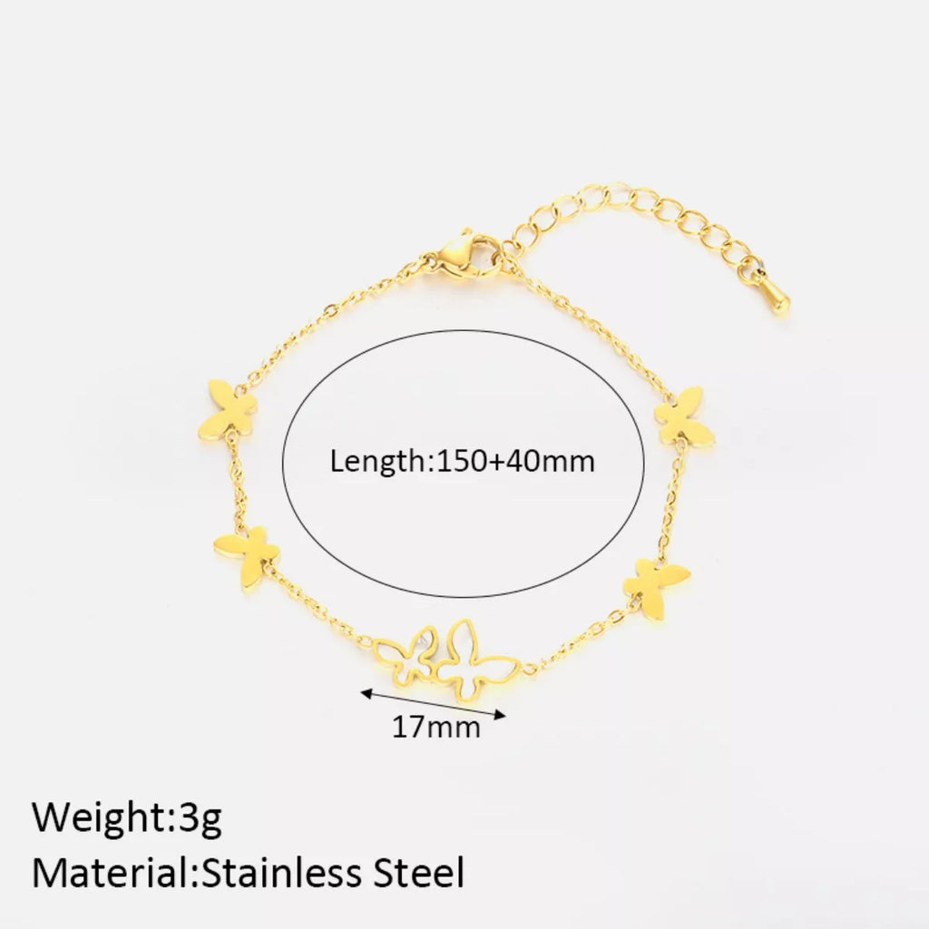 18K Gold-Plated Butterfly Charm Bracelet