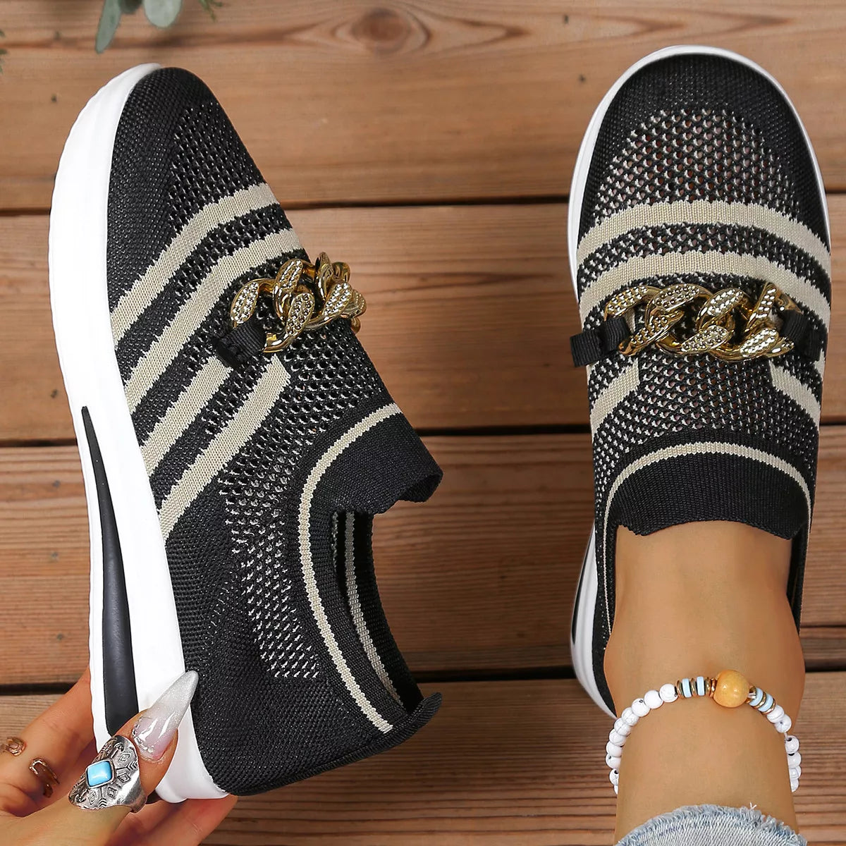 Round Toe Mesh Slip-Ons