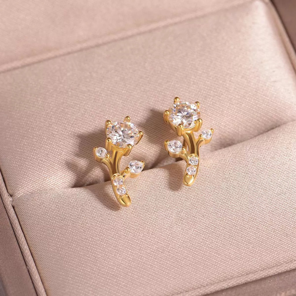 2 Carat Moissanite 925 Sterling Silver Floral Stud Earrings
