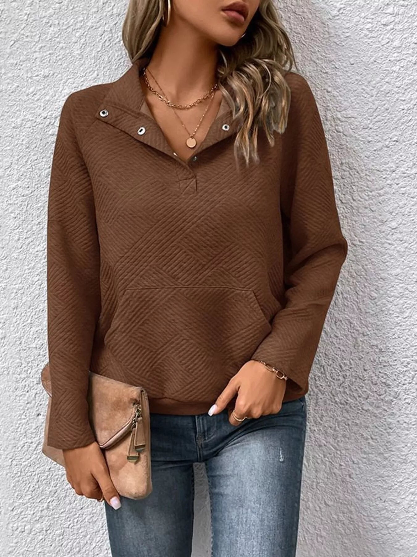 Textured Quarter Snap Sweatshirt