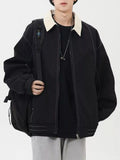 Men's Plus Size Collared Neck Zip-Up Jacket