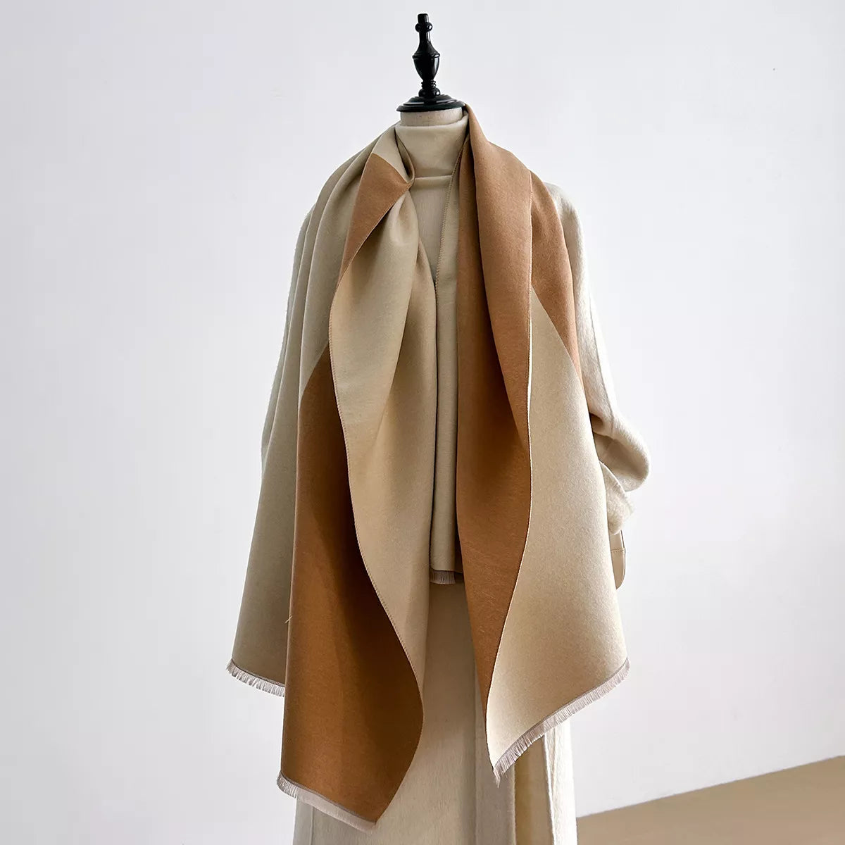 Two-Tone Raw Hem Scarf