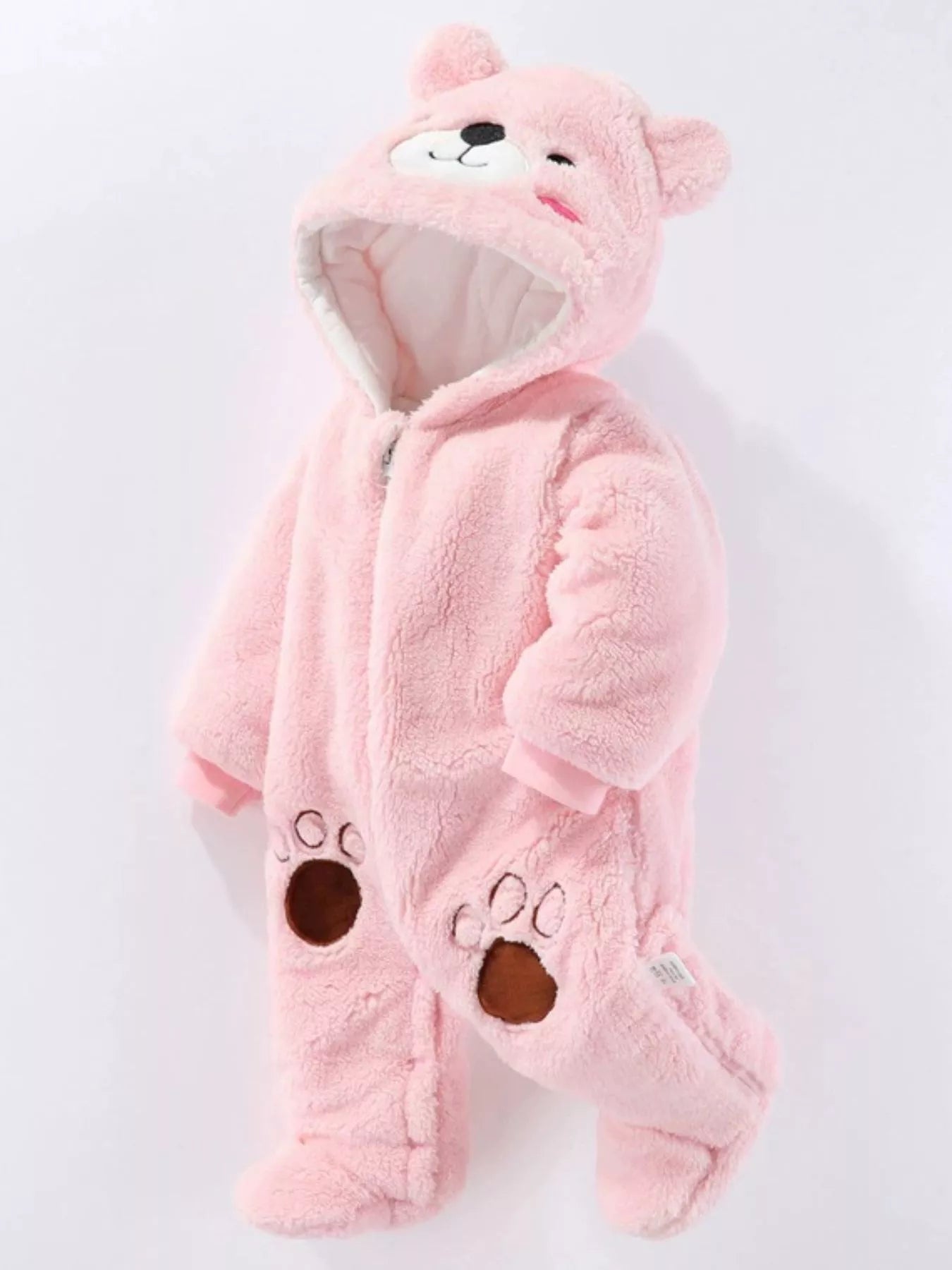 Children's Cozy Bear Hooded Fleece One-Piece