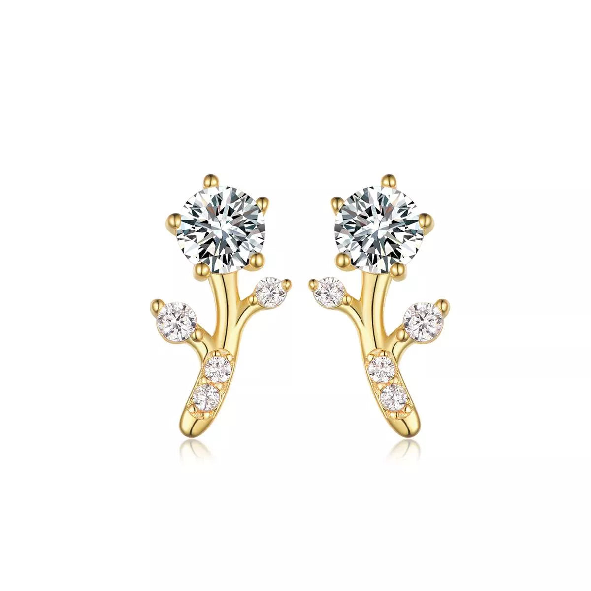 2 Carat Moissanite 925 Sterling Silver Floral Stud Earrings