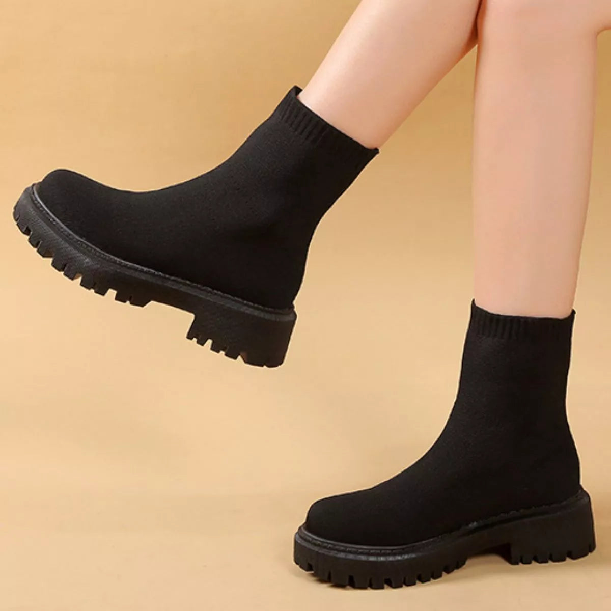 Round Toe Block Heels Boots