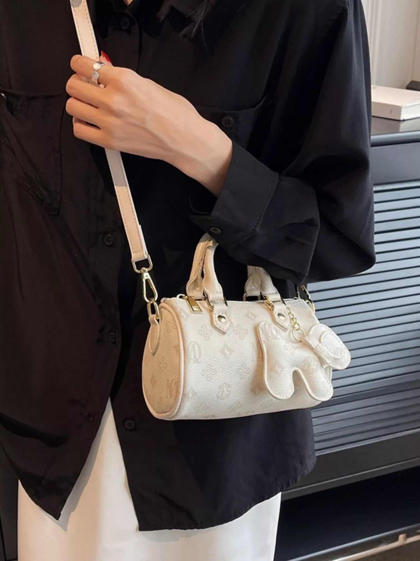 Barrel Crossbody Bag with Charm