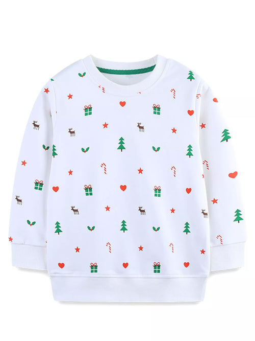 Children's Christmas Print Crew Neck Sweatshirt