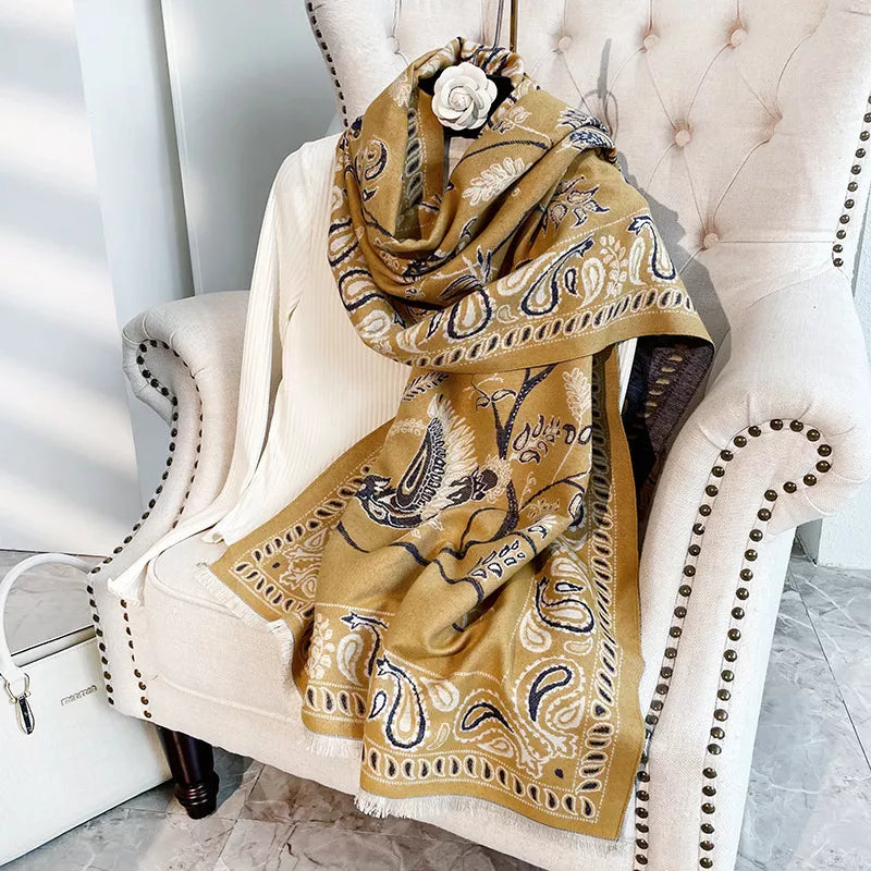 Printed Raw Hem Scarf