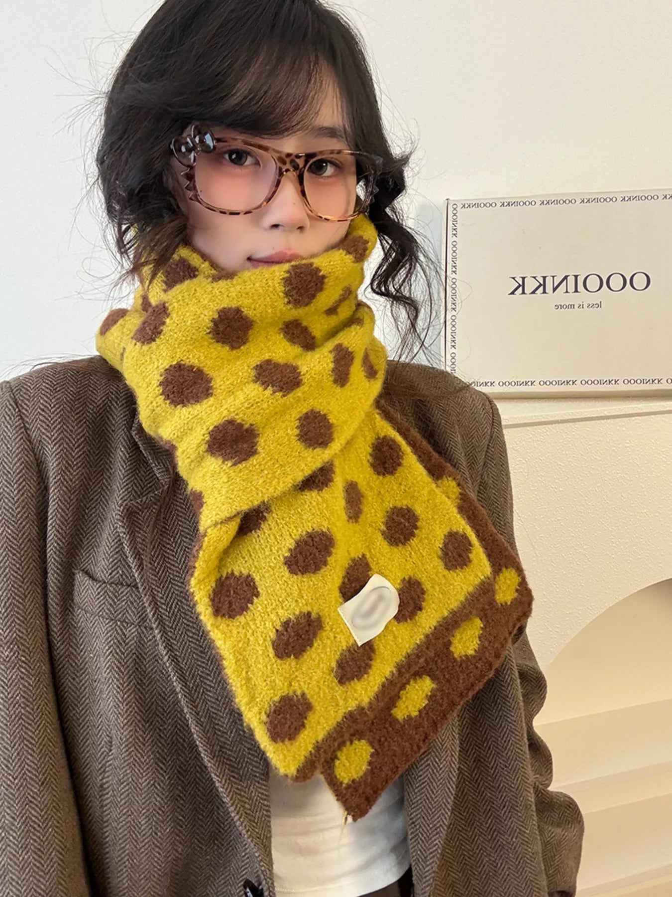 Polka Dot Knitted Scarf