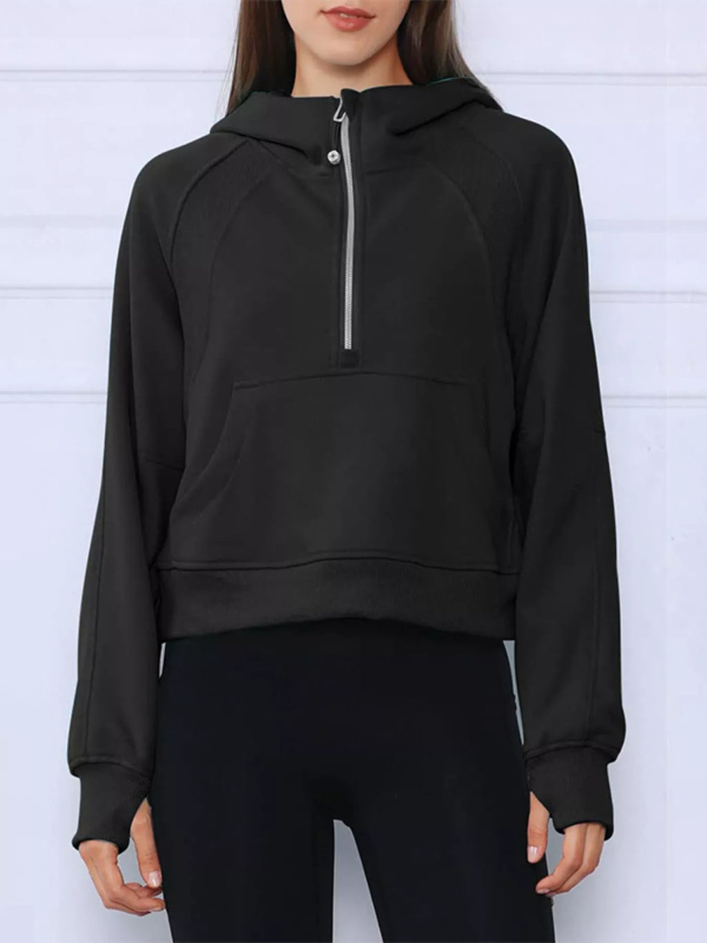 Half-Zip Kangaroo Pocket Hoodie