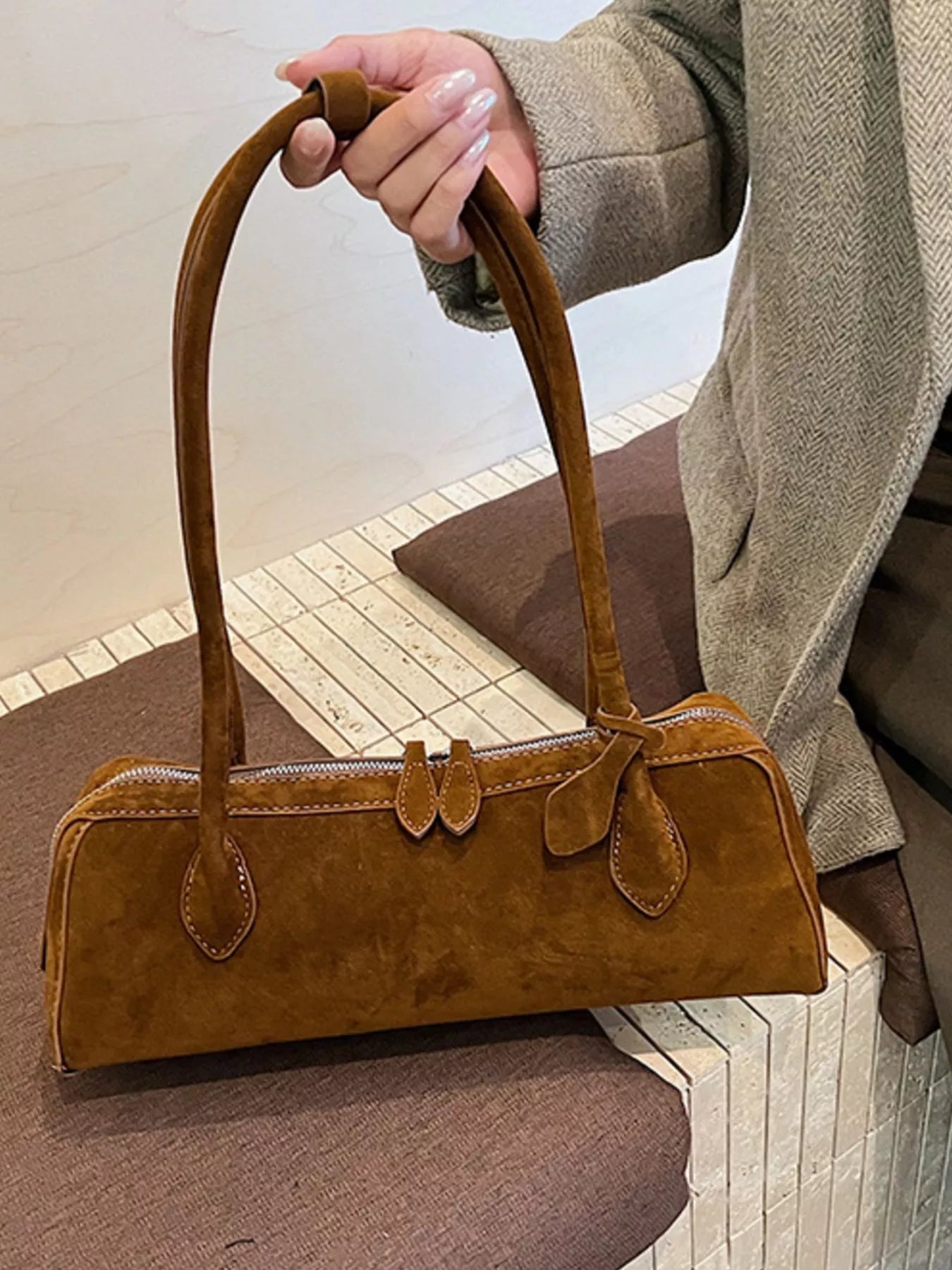 Solid Color Shoulder Bag