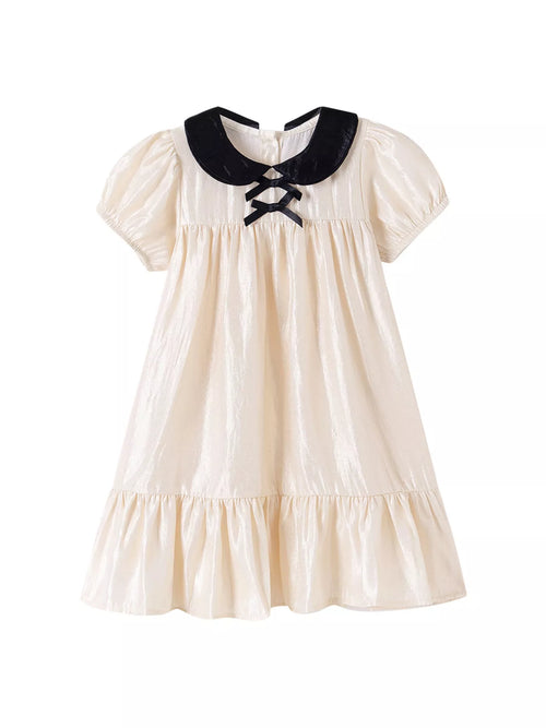 Children's Peter Pan Collar Ruffle Hem Dress