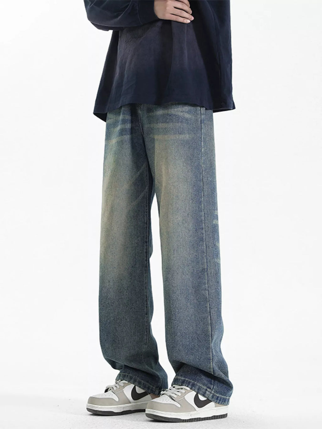 Men's Full Size Wash Loose Fit Jeans Plus Size