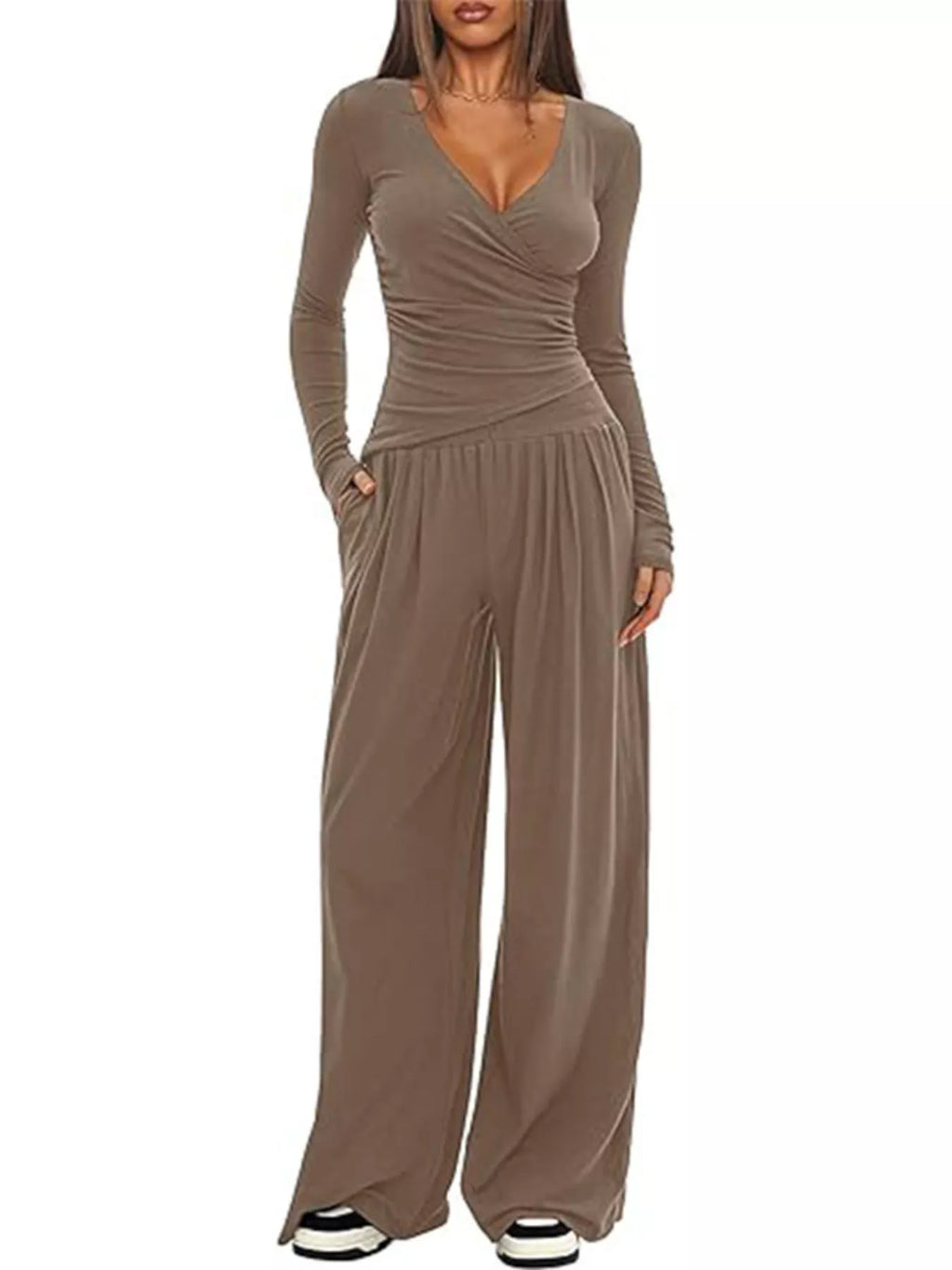 Casual Long Sleeve Top and Pants Two-Piece Set