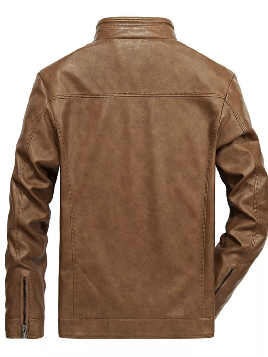 Men's Plus Size Zip Up Leather Moto Jacket
