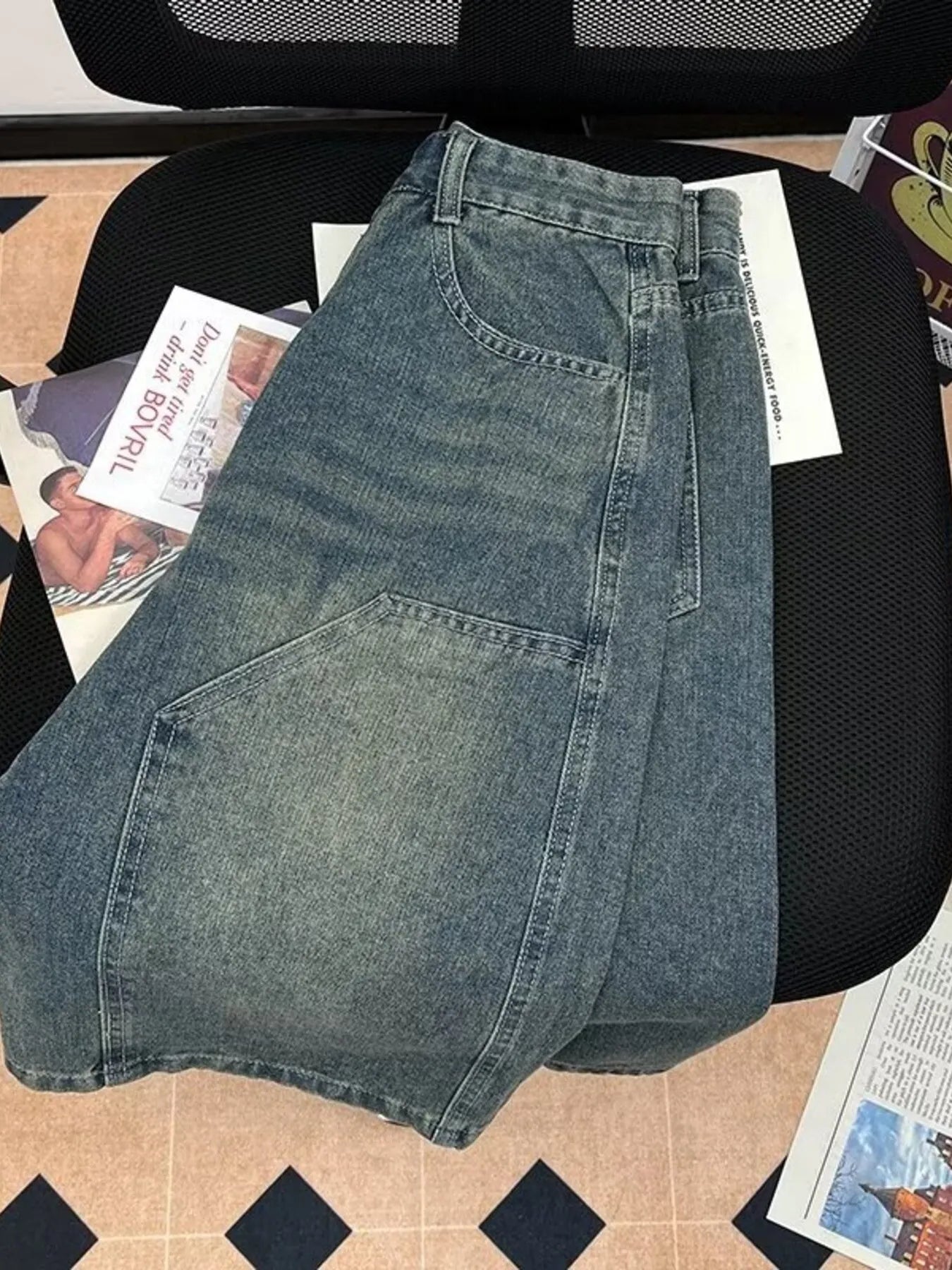 Men's Plus Size Vintage Wash Denim Shorts