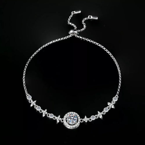 1 Carat Moissanite 925 Sterling Silver Minimalist Bracelet