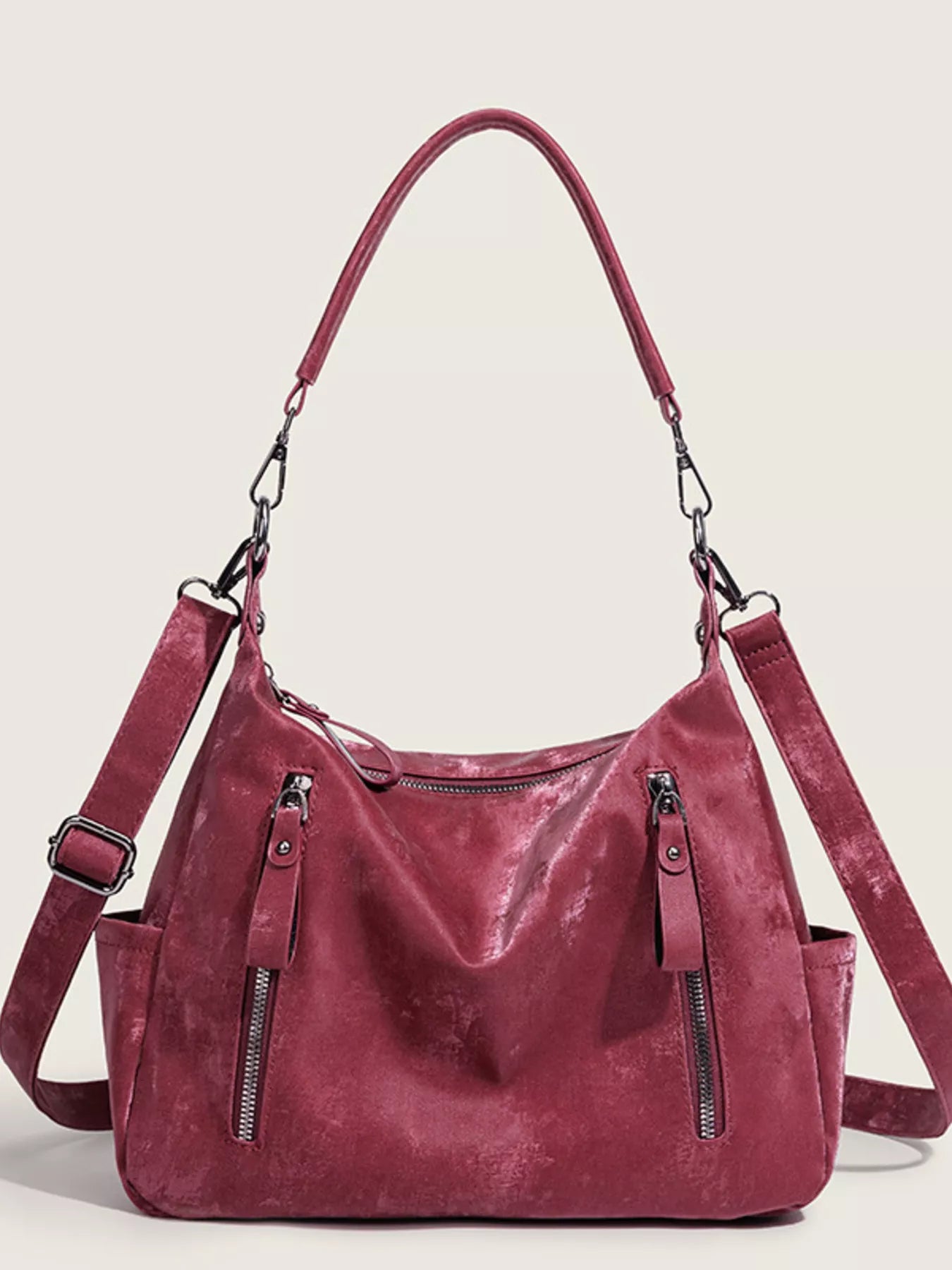 Vintage Style Zipper Front Crossbody Bag