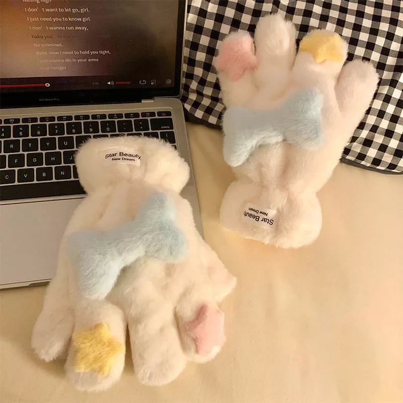 Star Plush Winter Gloves