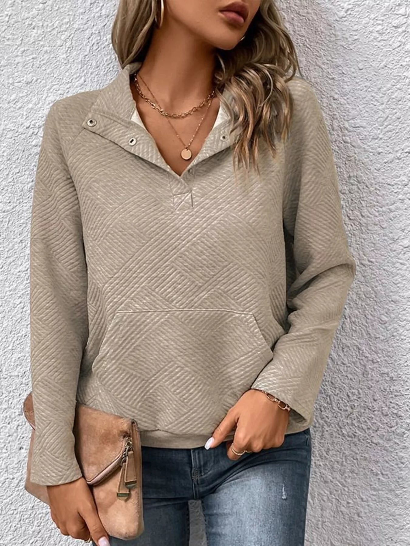 Textured Quarter Snap Sweatshirt