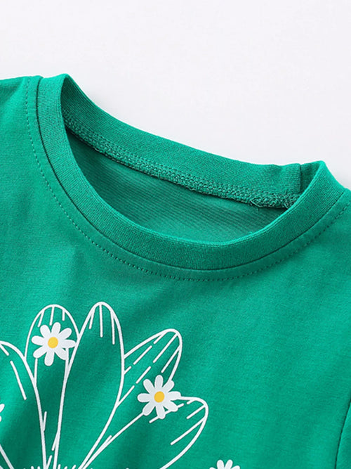 Children's Daisy Ruffle Hem Short Sleeve T-Shirt