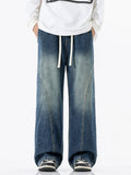 Men's Full Size Vintage Wash Wide Leg Jeans Plus Size