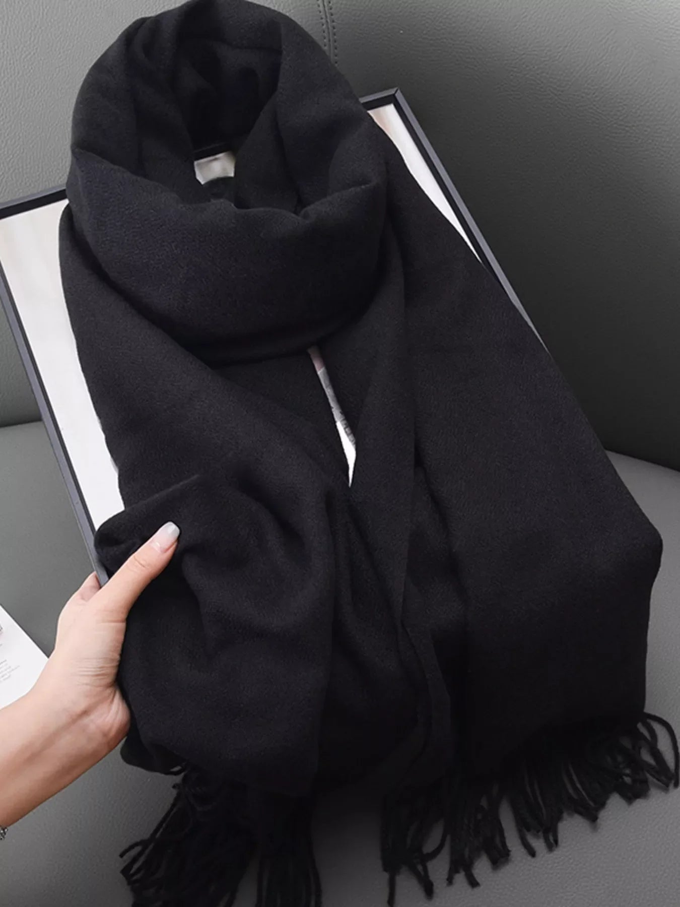 Solid Color Fringe Scarf