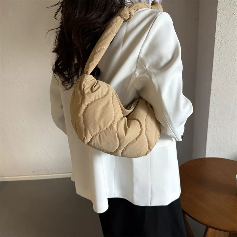 Solid Color Quilted Crossbody Bag