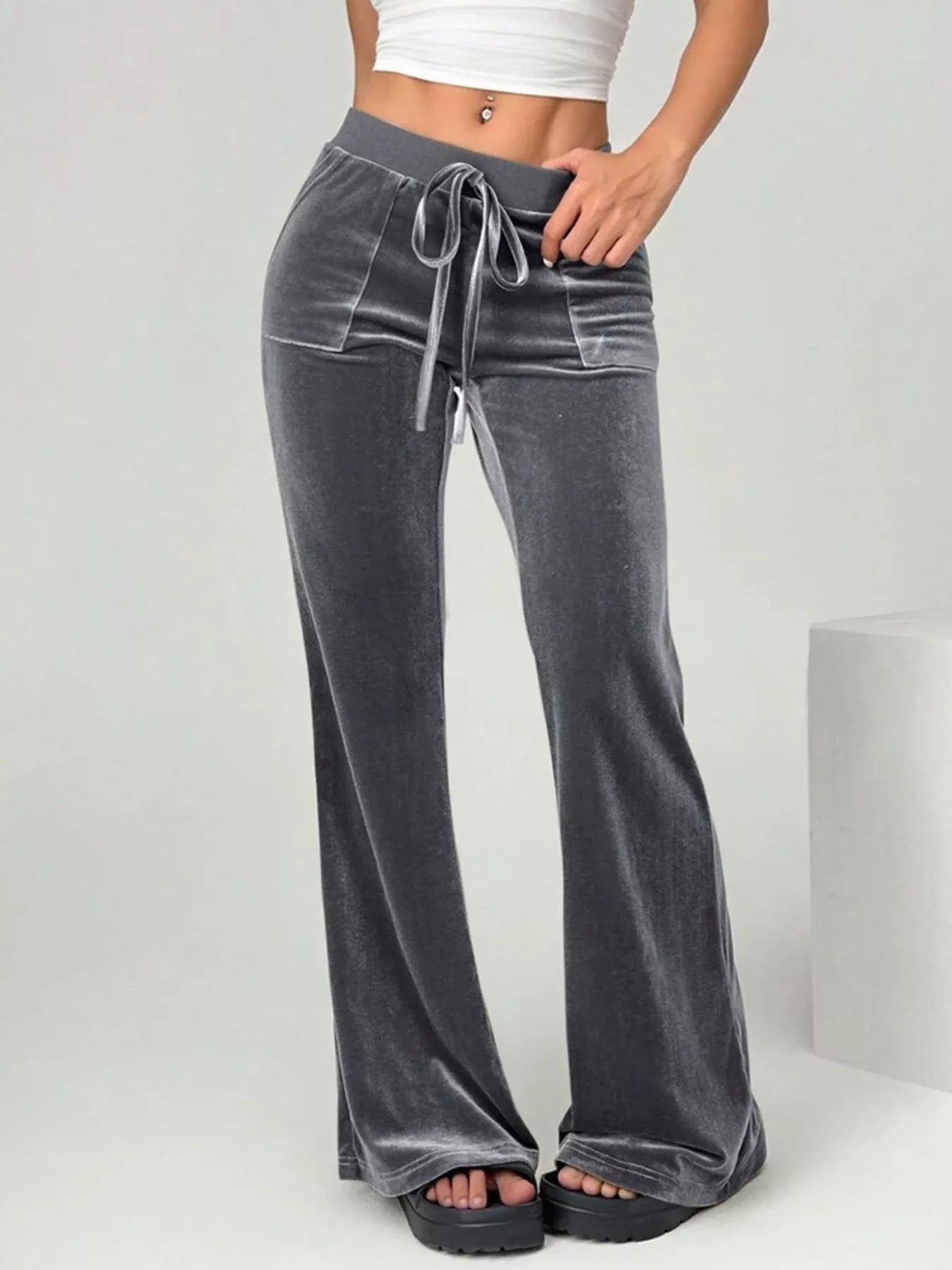 Velvet Flare Leg Pants