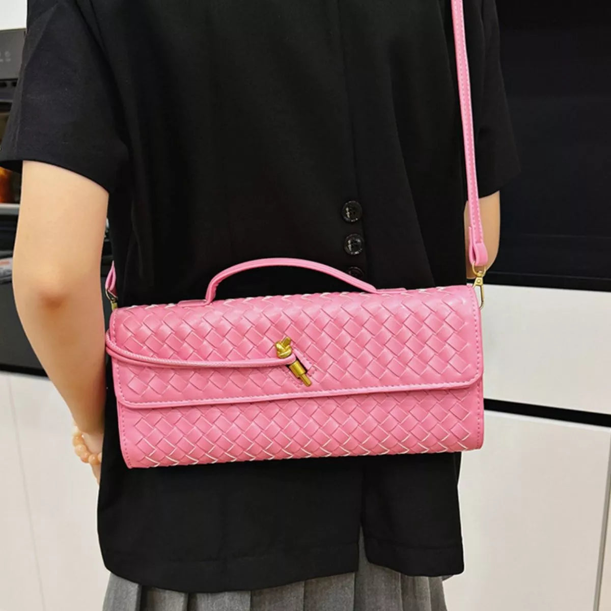 Woven Leather Crossbody Bag