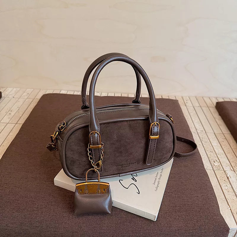 Barrel Crossbody Bag with Detachable Charm