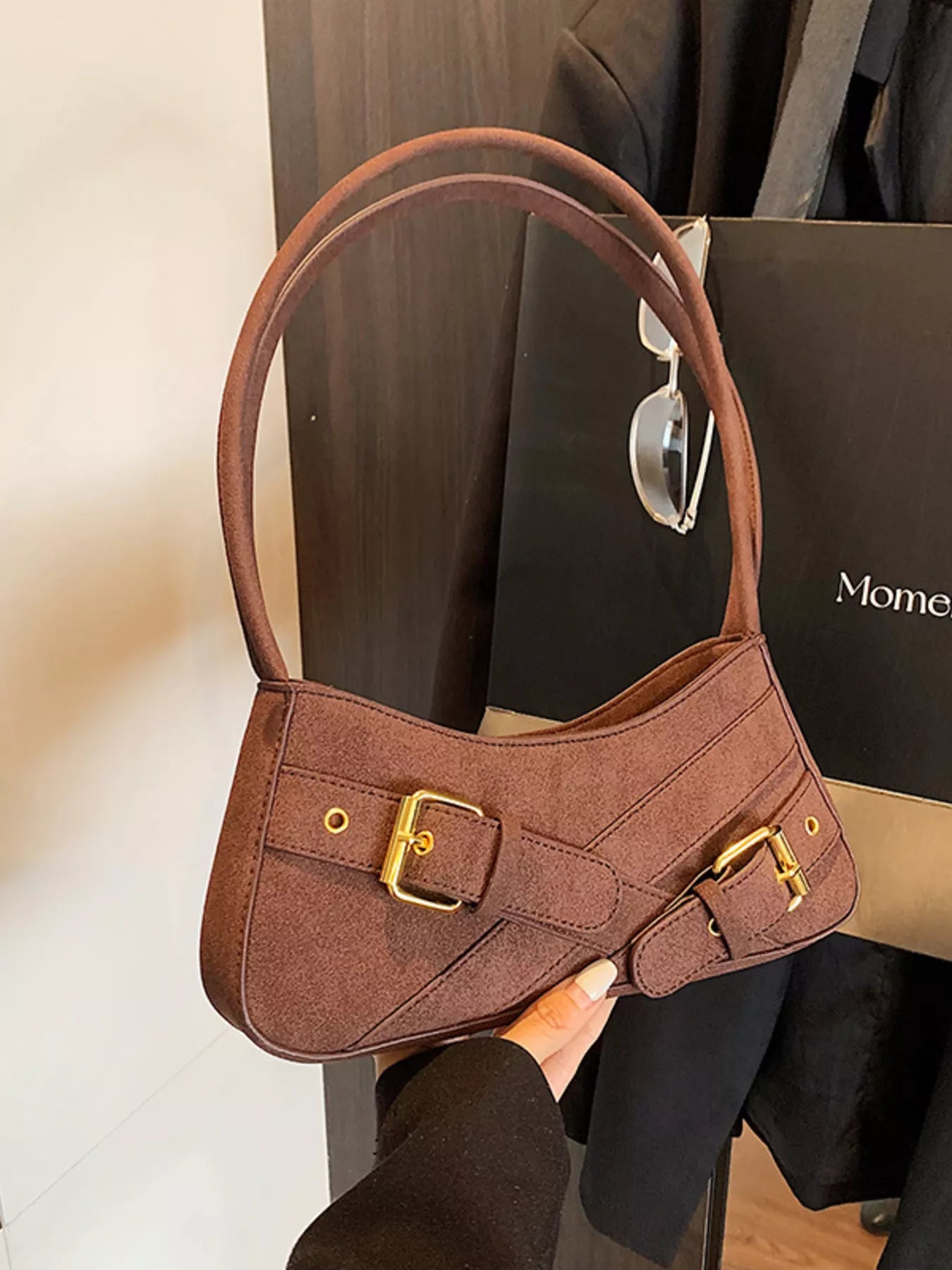 Buckle Decor Shoulder Bag