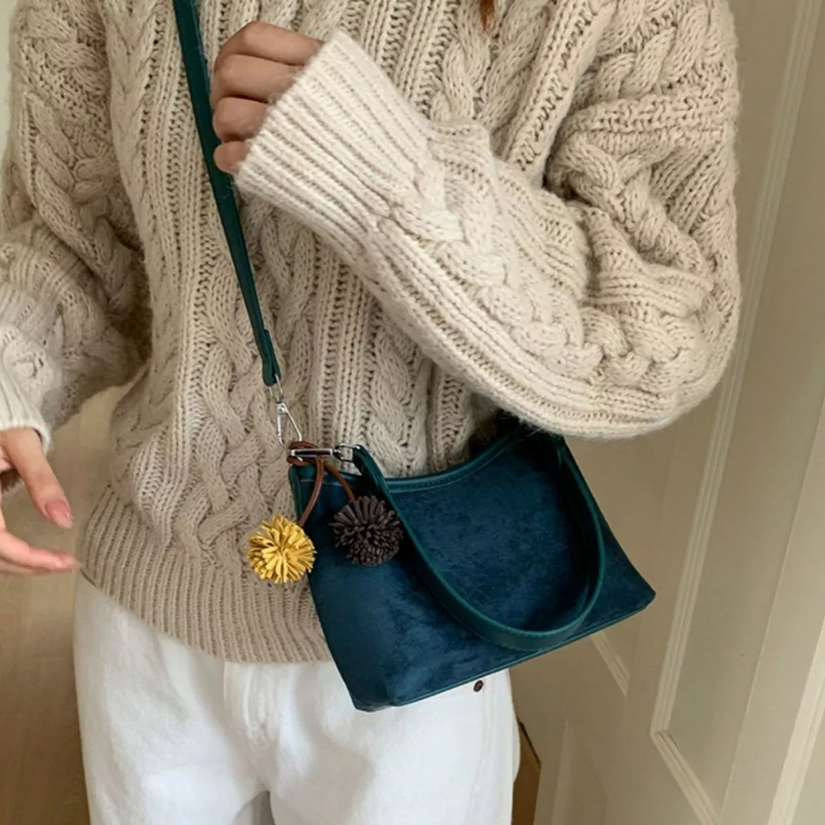 Suede Crossbody Bag with Adjustable Shoulder Strap