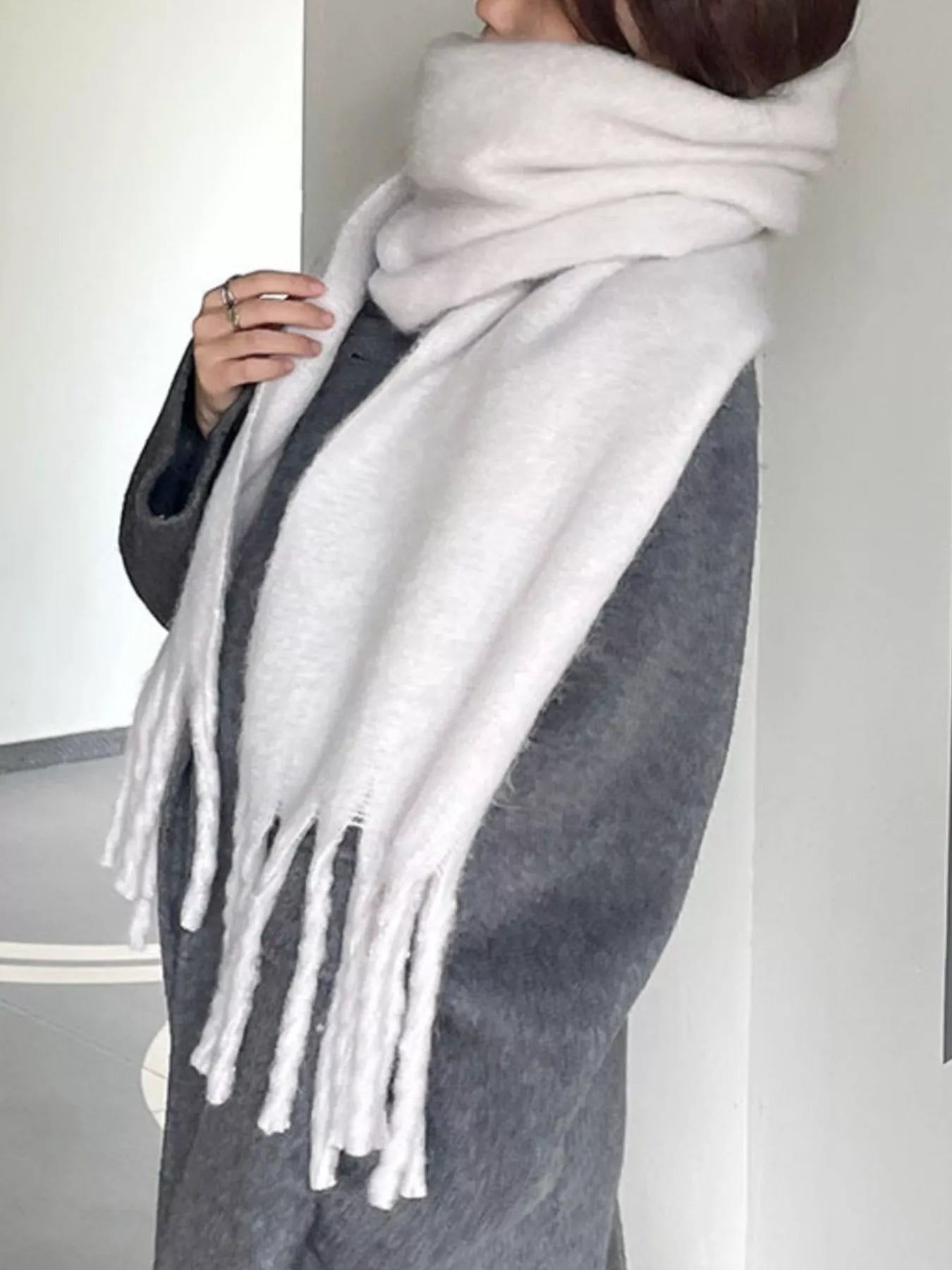 Solid Color Fringe Scarf