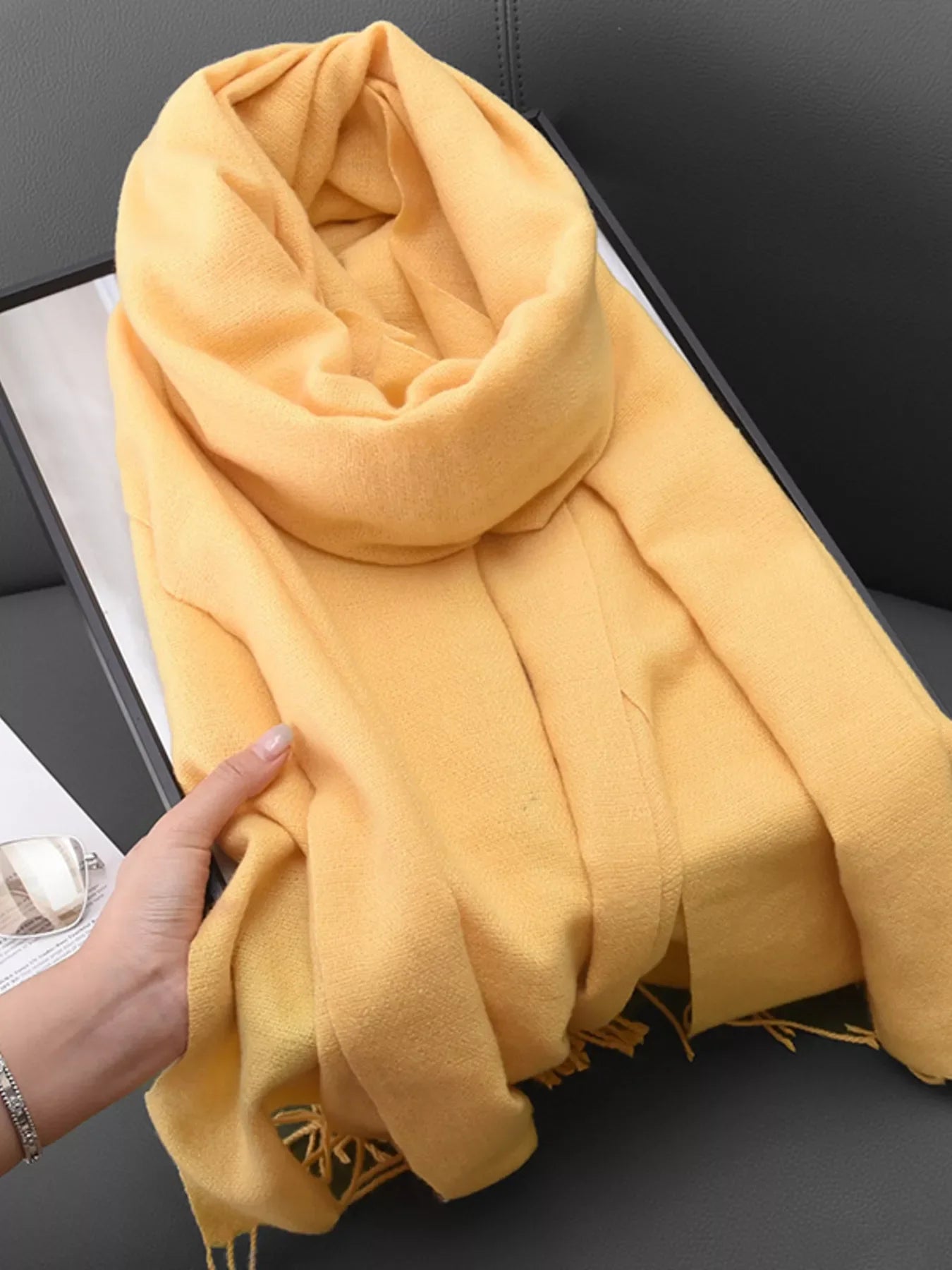 Solid Color Fringe Scarf